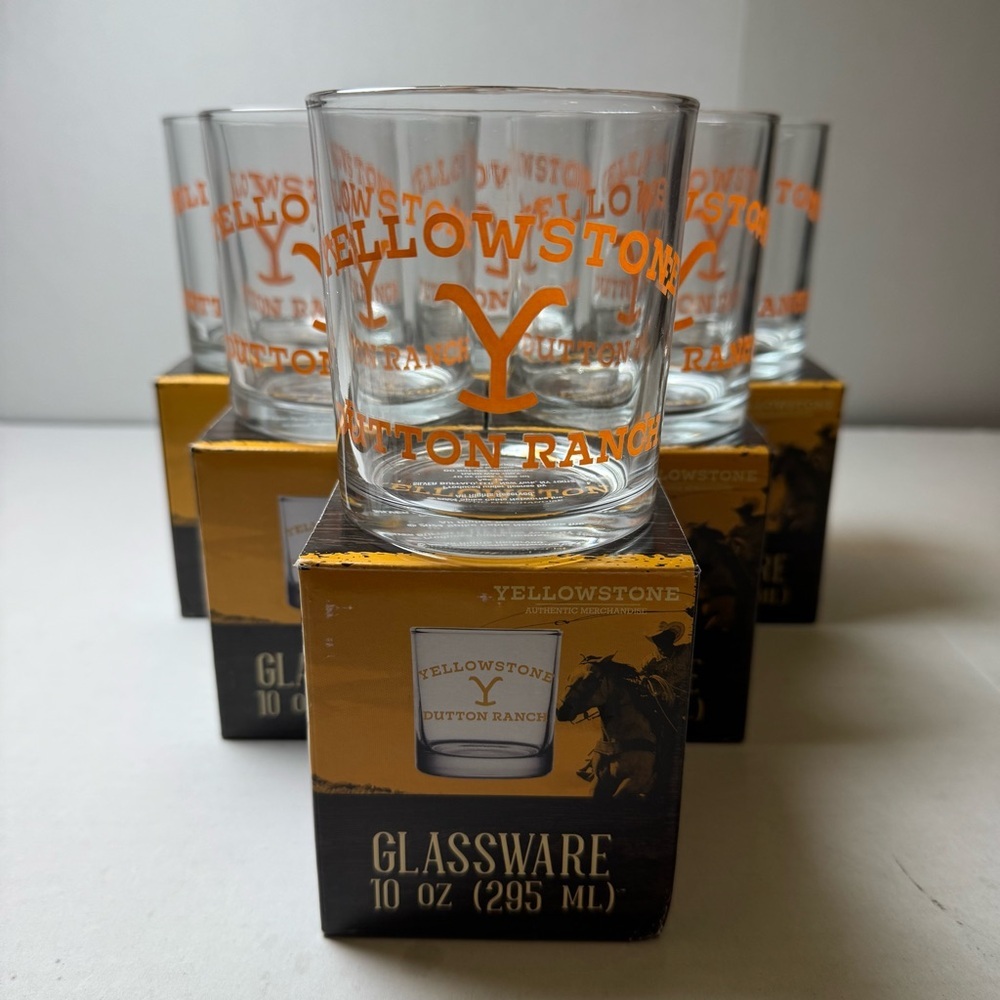 6 Yellowstone Dutton Ranch Boxed 10oz Rocks Novelty Glass